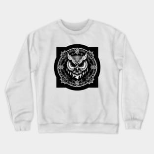 Owl on Black Crewneck Sweatshirt